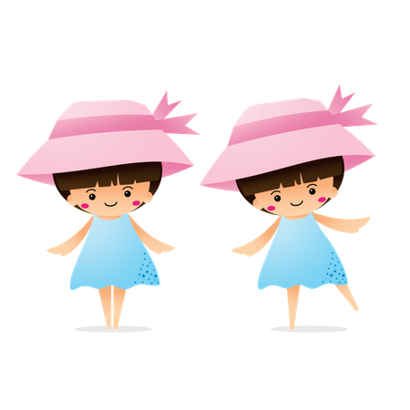 Two girl with hats  Illustration