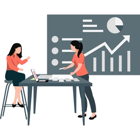 Two girls are doing conversation on business marketing  Illustration