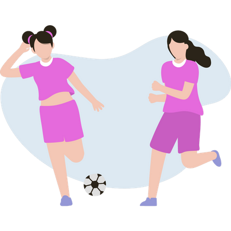 Two girls are playing soccer  Illustration