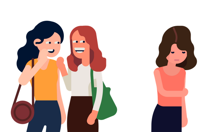 Two girls bullying other girl  Illustration