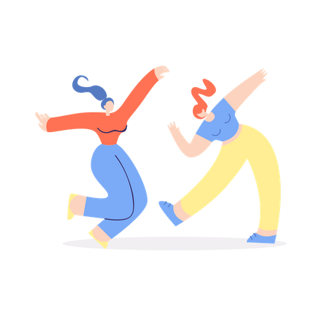 Two girls dancing Illustration