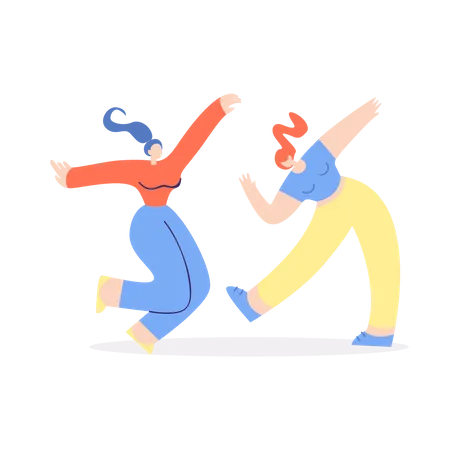 Two girls dancing  Illustration