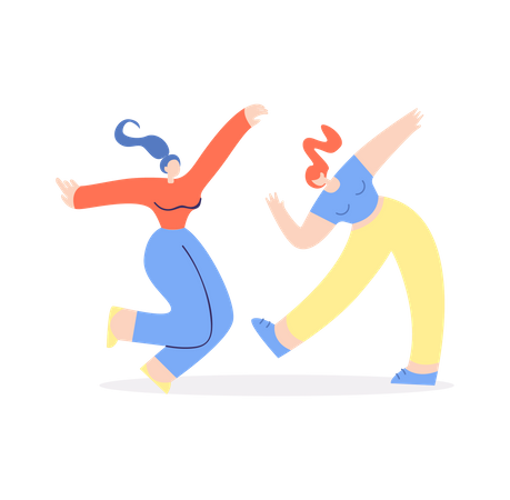 Two girls dancing  Illustration