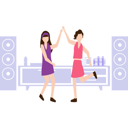 Two girls dancing in the party  Illustration