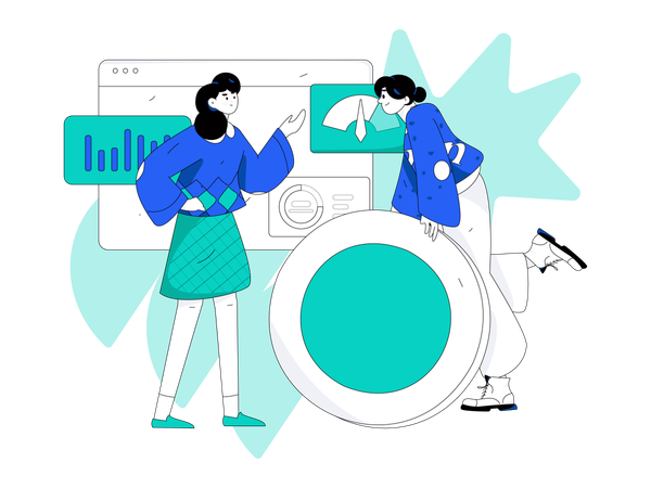 Two girls doing business analysis  Illustration