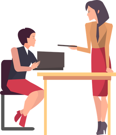 Two girls doing business plan  Illustration