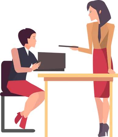 Two girls doing business plan  Illustration