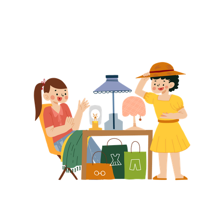 Two girls doing shopping  Illustration