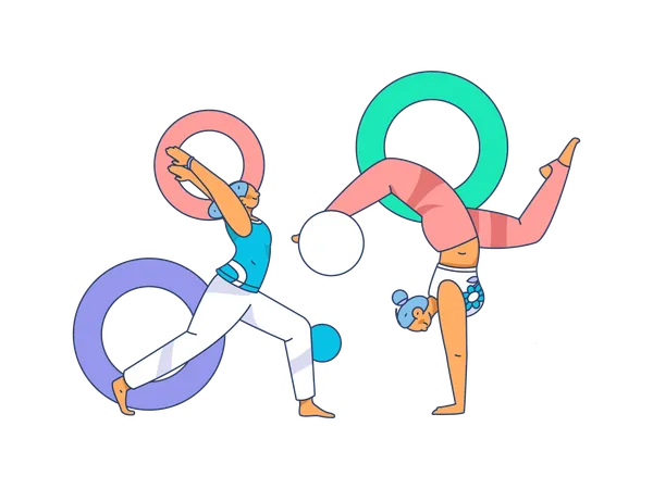 Two girls doing yoga exercise  Illustration