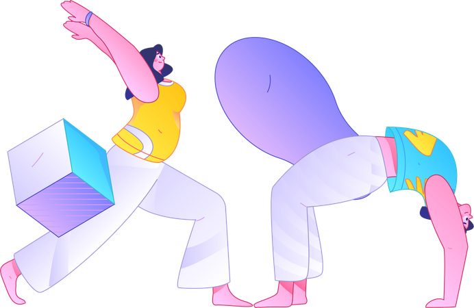 Two girls doing yoga exercise  Illustration