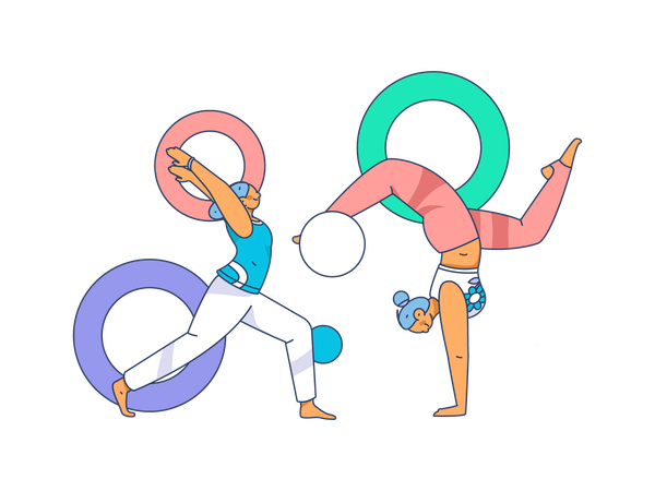 Two girls doing yoga exercise  Illustration