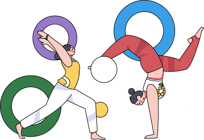 Two girls doing yoga exercise  Illustration