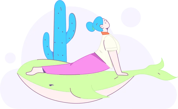 Two girls doing yoga exercise  Illustration