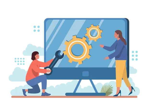 Repair Abstract Concept Troubleshooting And Rehabilitation Character Dealing With A Problem And Solving It Fixing Metaphor Flat Vector Illustration 일러스트레이션