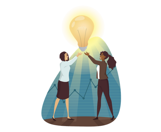 Two girls getting business idea  Illustration