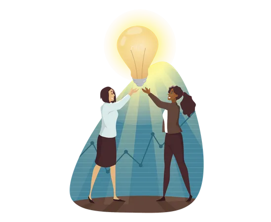 Two girls getting business idea  Illustration