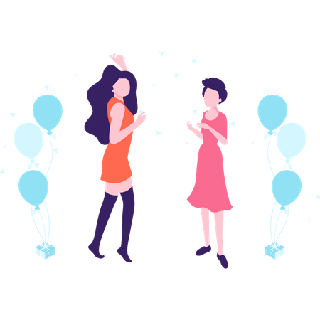 Two girls gossiping at the party  Illustration