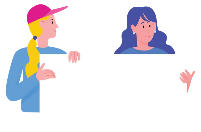 Two girls holding blank board  Illustration