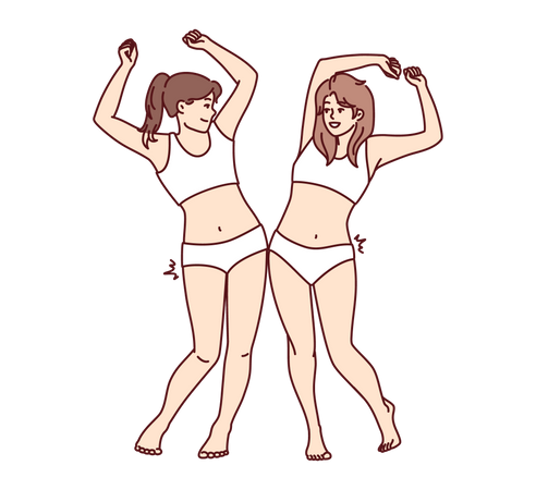 Two girls in beach wear  Illustration