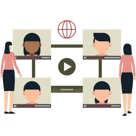 Two girls in video conference  Illustration