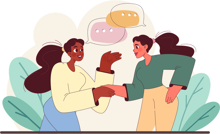 Two Girls individuals engage in dialogue  Illustration