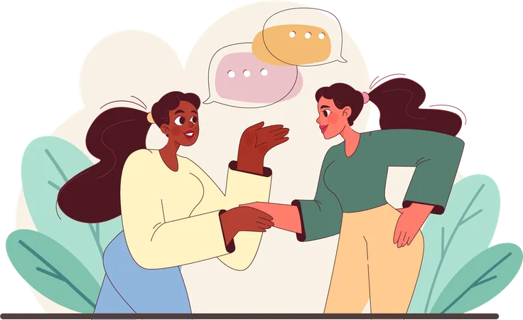 Two Girls individuals engage in dialogue  Illustration