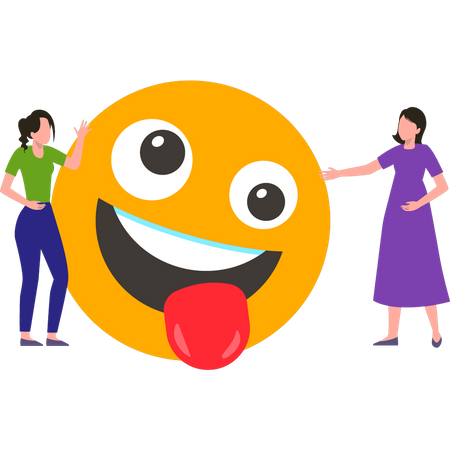 Two girls laughing  Illustration