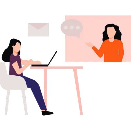 Two girls on video calling  Illustration