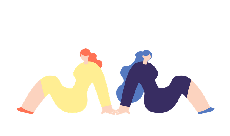 Two girls sitting  Illustration