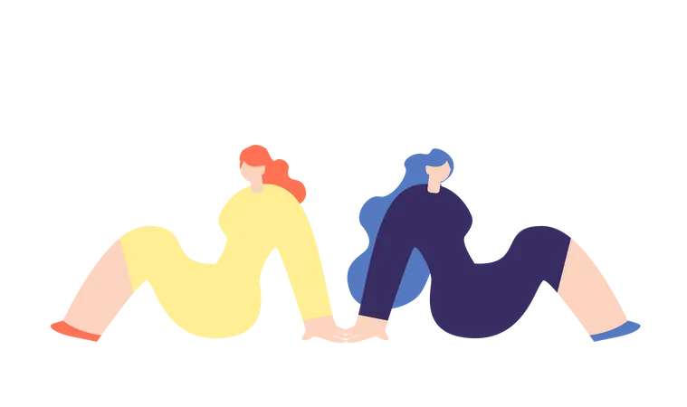 Two girls sitting  Illustration