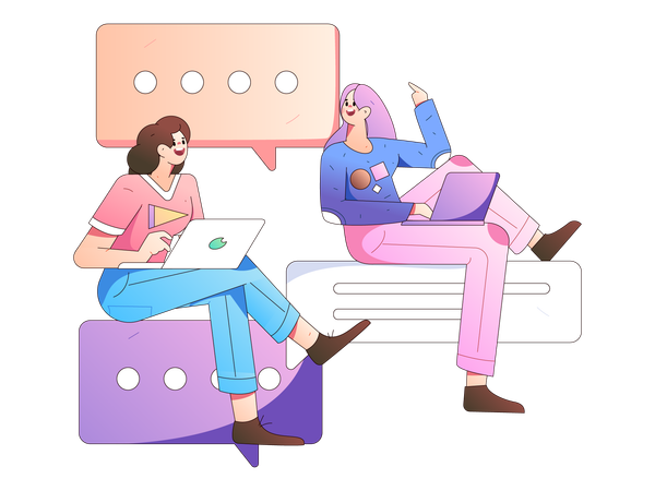 Two girls talking about business  Illustration
