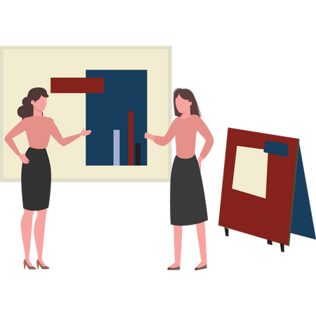 Two girls  talking about business growth  Illustration