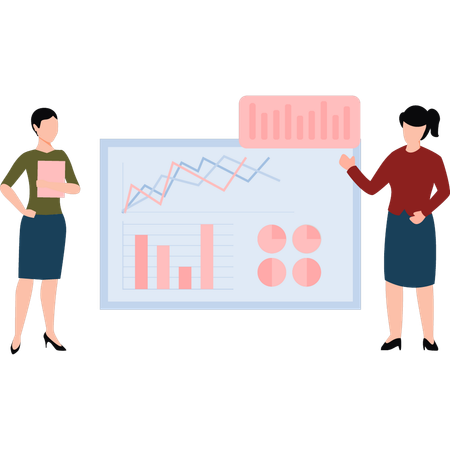 Two Girls Talking About Business Marketing  Illustration