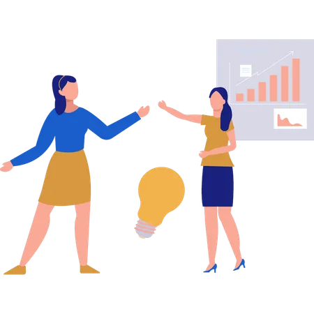 Two girls talking about business ownership ideas  Illustration