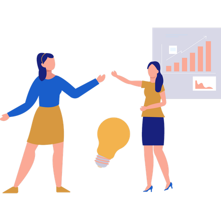 Two girls talking about business ownership ideas  Illustration