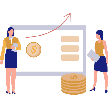 Two Girls Talking About Finance  Illustration