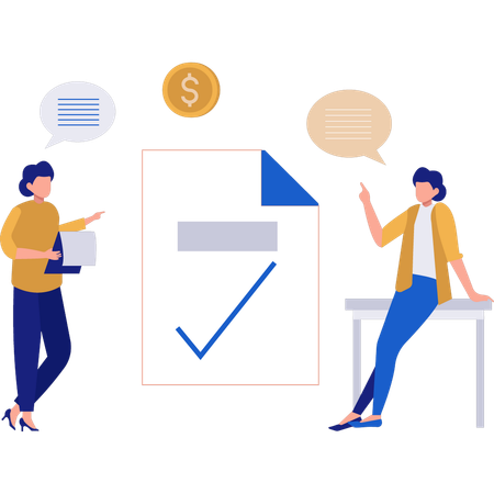 Two girls talking about financial business  Illustration