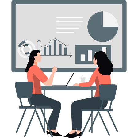 Two girls talking about graphs  Illustration