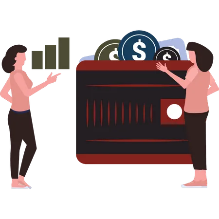 The Girls Are Talking About Money Illustration