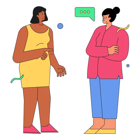 Two girls talking with each other Illustration