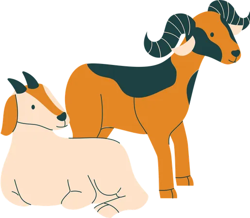 Two Goats  Illustration