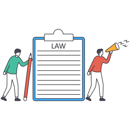 Two guys announcing Business Law  Illustration