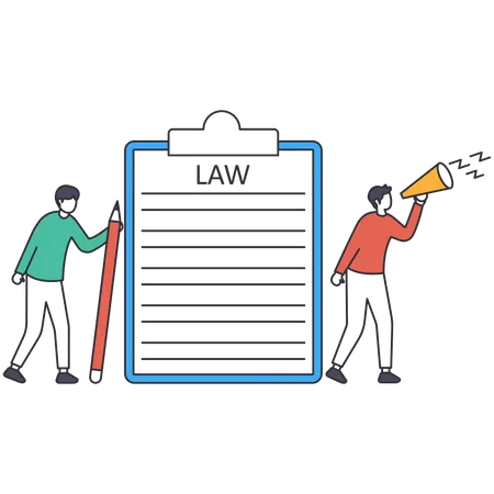 Two guys announcing Business Law  Illustration
