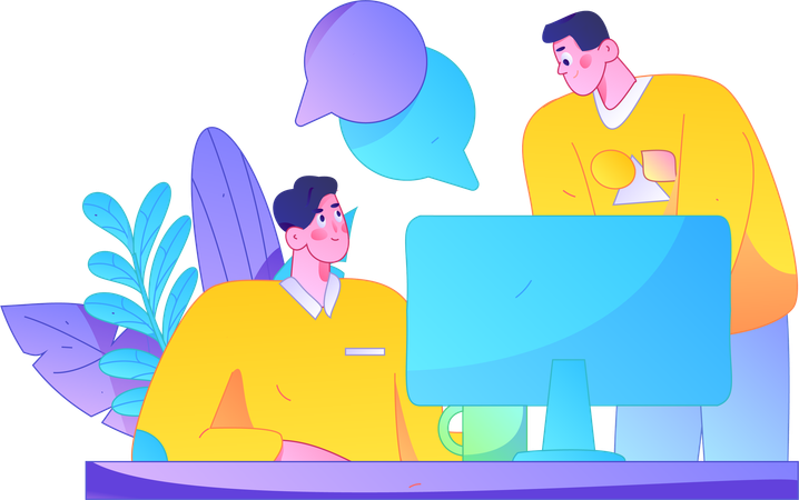 Two guys doing business discussion  Illustration