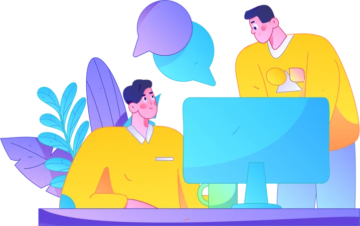 Two guys doing business discussion  Illustration