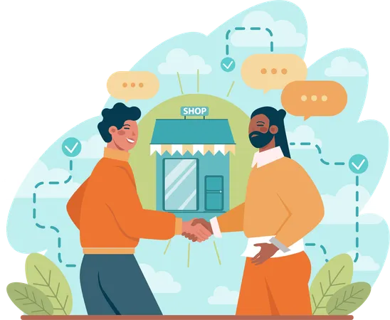 Two guys doing business partnership  Illustration