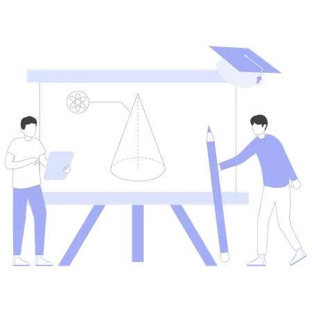 Two guys doing Digital Learning  Illustration