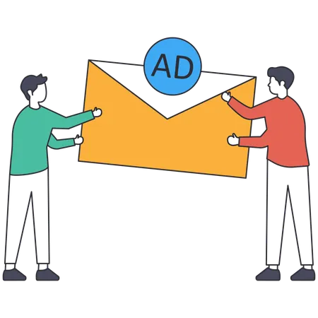 Two guys doing mail Business Advertising  Illustration
