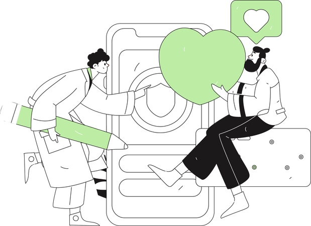Two guys doing medical analysis  Illustration