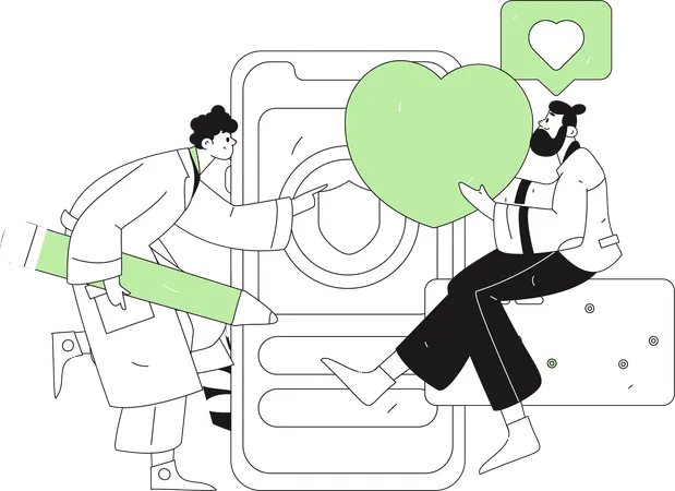 Two guys doing medical analysis  Illustration